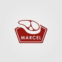 Marcel Viande logo conception modèle avec Viande icône. parfait pour entreprise, entreprise, mobile, application, restaurant, etc vecteur