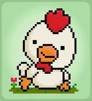 poulet pixel art. mignonne animal pour Jeu les atouts dans vecteur illustration.