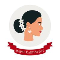 content kartini journée. kartini est indonésien femelle héros. profil de un asiatique femme avec foncé cheveux. plat vecteur illustration.
