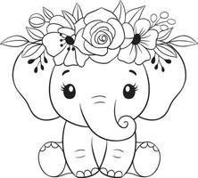 bébé l'éléphant svg, éléphant avec fleur svg, mignon l'éléphant svg, éléphant lineart, éléphant vecteur, éléphant clipart, éléphant Couper fichier vecteur