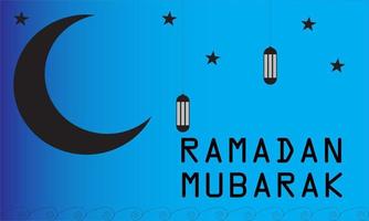 Ramadan salutation avec étoiles et lune sur bleu Contexte vecteur