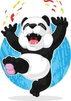 joyeux panda géant célébrant le saut illustration de dessin animé excité vecteur