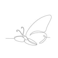 continu ligne art ou un ligne papillon dessin pour vecteur illustration, insectes dans printemps. en volant papillon concept