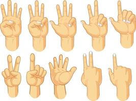 geste de la main apprendre à compter les doigts symbole illustration vectorielle de dessin animé vecteur