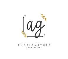 ag initiale lettre écriture et Signature logo. une concept écriture initiale logo avec modèle élément. vecteur