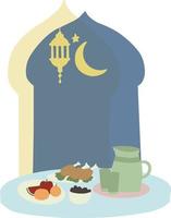 portrait illustration de iftar fête nourriture Kurma Rendez-vous Ramadan ambiance vecteur