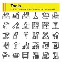 jeu d & # 39; icônes de contour d & # 39; outils vecteur