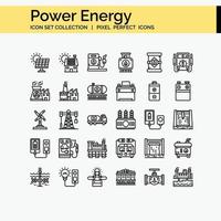 jeu d'icônes de contour d'énergie électrique vecteur