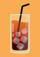glacé thé cocktail icône avec paille isolé vecteur illustration