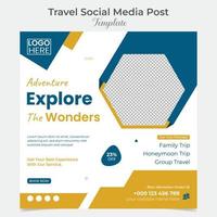 vacances tourisme et Voyage social médias Publier et carré prospectus Publier bannière modèle conception vecteur