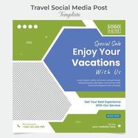 vacances Voyage et tourisme carré prospectus Publier bannière et social médias Publier modèle conception vecteur