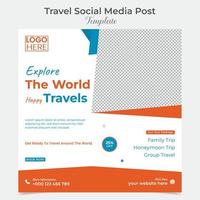 vacances en voyageant et tour social médias Publier et carré prospectus Publier bannière modèle conception vecteur