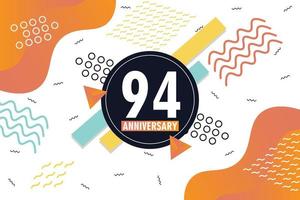 94ème anniversaire fête logotype avec coloré abstrait Contexte conception avec géométrique formes vecteur conception