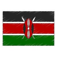 main tiré esquisser drapeau de Kenya. griffonnage style icône vecteur
