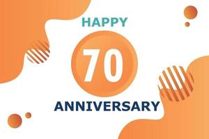 70 ans anniversaire fête géométrique logo conception avec Orange bleu et blanc Couleur nombre sur blanc Contexte modèle vecteur