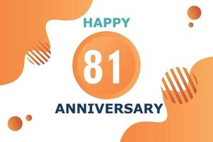 81 ans anniversaire fête géométrique logo conception avec Orange bleu et blanc Couleur nombre sur blanc Contexte modèle vecteur