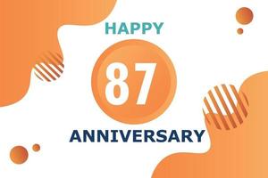 87 ans anniversaire fête géométrique logo conception avec Orange bleu et blanc Couleur nombre sur blanc Contexte modèle vecteur