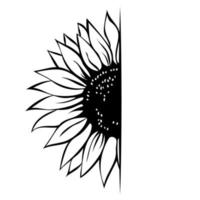 modèle de monogramme de tournesol, demi-tournesol, illustration vectorielle dessinée à la main vecteur