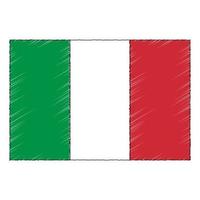 main tiré esquisser drapeau de Italie. griffonnage style icône vecteur