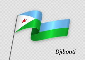 agitant drapeau de djibouti sur mât de drapeau. modèle pour indépendance journée vecteur