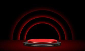 réaliste luxe rouge noir cercle podium pas doux lumière courbes vecteur