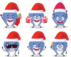 Père Noël claus émoticônes avec bleu coquille dessin animé personnage vecteur