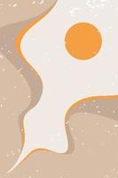 abstrait contemporain esthétique Contexte avec désert, montagnes, Soleil. Terre tons, brûlé orange, terre cuite couleurs. boho mur décor. milieu siècle moderne minimaliste art imprimer. biologique forme vecteur