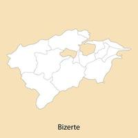 haute qualité carte de bizerte est une Région de Tunisie vecteur