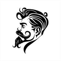adorable ancien homme avec élégant barbe et moustache. ornemental conception pour tatouage, logo, signe, emblème, T-shirt, broderie, artisanat, sublimation. vecteur
