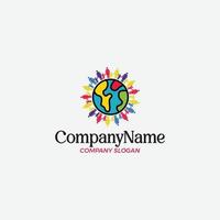 charitable organisation non profit logo contenant gens autour le globe vecteur