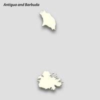 3d isométrique carte de antigua et Barbuda isolé avec ombre vecteur