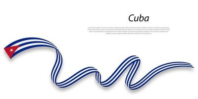 agitant ruban ou bannière avec drapeau de Cuba. vecteur