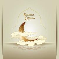 islamique salutation Ramadan kareem carte conception avec croissant et des nuages vecteur