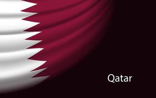 vague drapeau de Qatar sur foncé Contexte. bannière ou ruban vecteur t