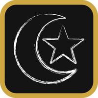 icône lune et étoile. islamique éléments de ramadan, eid Al Fitr, eid Al adha. Icônes dans craie style. bien pour impressions, affiches, logo, décoration, salutation carte, etc. vecteur