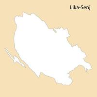 haute qualité carte de lika-senj est une Région de Croatie vecteur