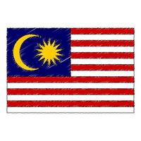 main tiré esquisser drapeau de Malaisie. griffonnage style icône vecteur