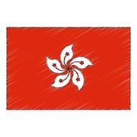 main tiré esquisser drapeau de Hong Kong. griffonnage style icône vecteur