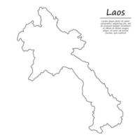 Facile contour carte de Laos, silhouette dans esquisser ligne style vecteur