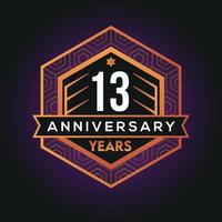 13e année anniversaire fête abstrait logo conception sur avantage noir Contexte vecteur modèle