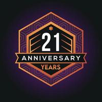 21e année anniversaire fête abstrait logo conception sur avantage noir Contexte vecteur modèle