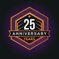 25ème année anniversaire fête abstrait logo conception sur avantage noir Contexte vecteur modèle