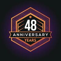 48ème année anniversaire fête abstrait logo conception sur avantage noir Contexte vecteur modèle