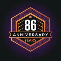 86e année anniversaire fête abstrait logo conception sur avantage noir Contexte vecteur modèle