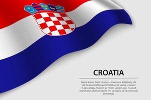 vague drapeau de Croatie sur blanc Contexte. bannière ou ruban vecto vecteur