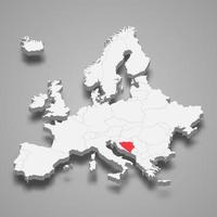 Bosnie pays emplacement dans L'Europe  3d carte vecteur