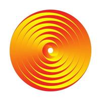 Jaune et rouge 3d pente tourbillon cercle logo vecteur. optique illusion circulaire spirale vortex. vecteur