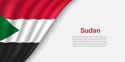 vague drapeau de Soudan sur blanc Contexte. vecteur