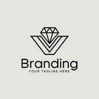 lettre v logo avec diamant icône, cristal diamant symbole logo conception, bijoux entreprise affaires ou or magasin vecteur