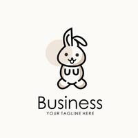 animal lapin logo conception, lapin symbole en forme de ligne art illustration, minimaliste affaires logo conception vecteur